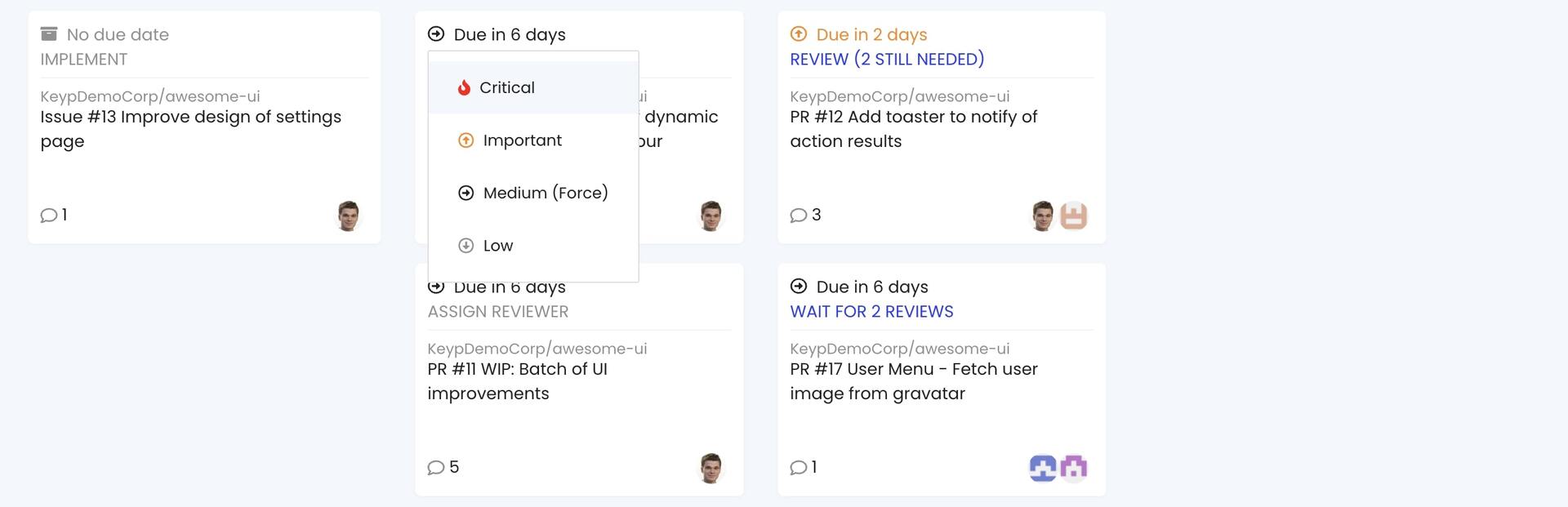 Manual priority assignments