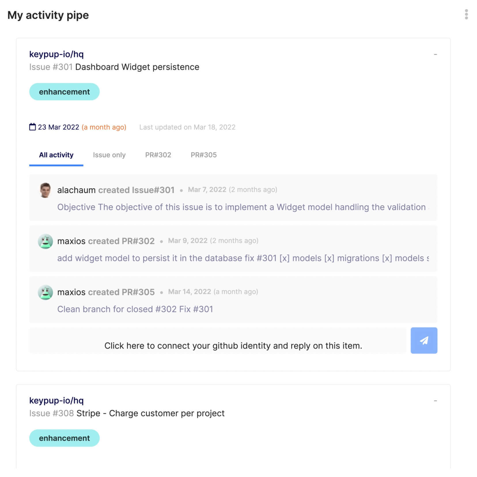 My Activity Pipe (personal)